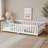 Twin Size Floor Bed with Fence without Door, Rubber Wood Floor Bed with Safety Guardrails,White