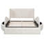 Grand lit plateforme tapissier avec tête de lit à oreilles, lit de rangement en velours avec tiroir et tabourets latéraux - beige-2096608667