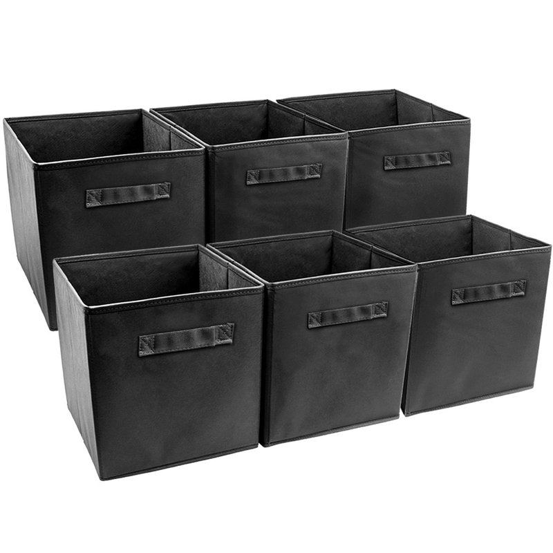 Sorbus 11" Foldable Storage Cubes with Handles, Black