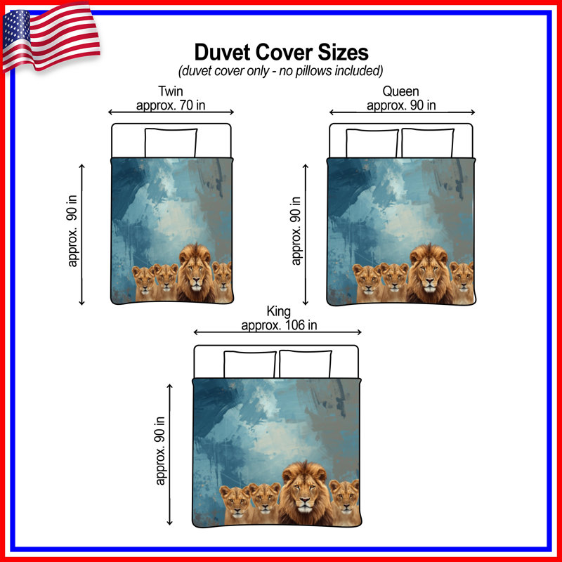 Lion With Cub Group Duvet Covers, Twin