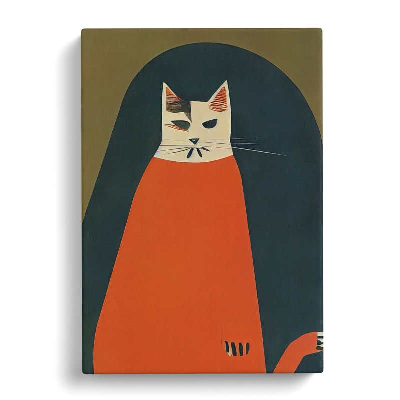 XV1022-1152X Boho Cat - Print, Wrapped Canvas, 50cm H x 35cm W x 3cm D, No Matte