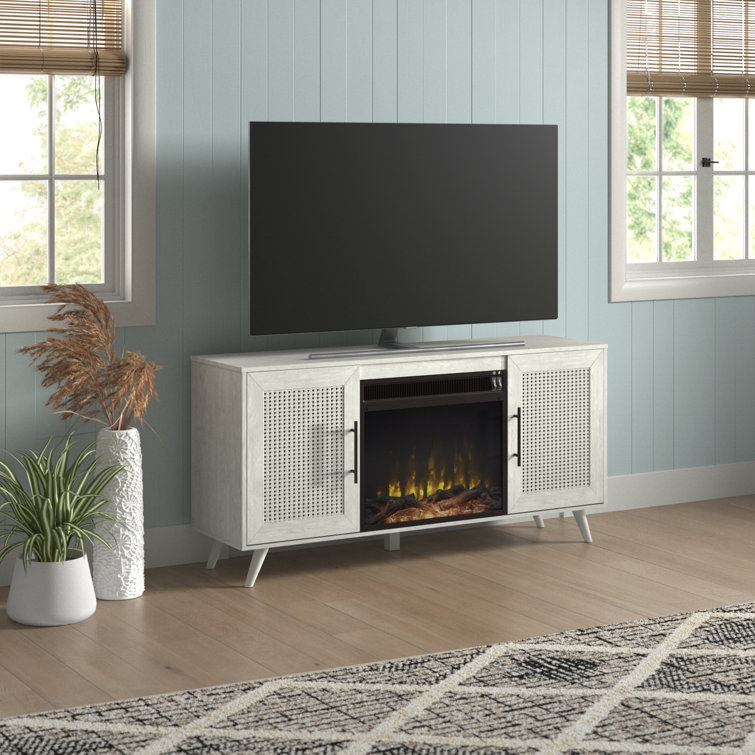 Casspi TV Stand for TVs up to 60" with Electric Fireplace Included