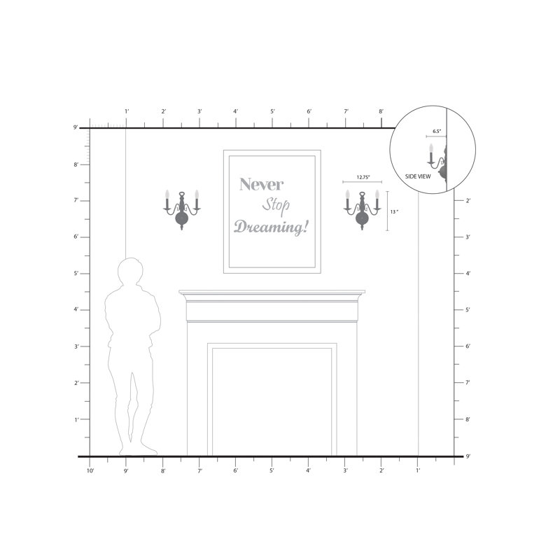 Benedetto Steel Candle Wall Light, Polished Brass