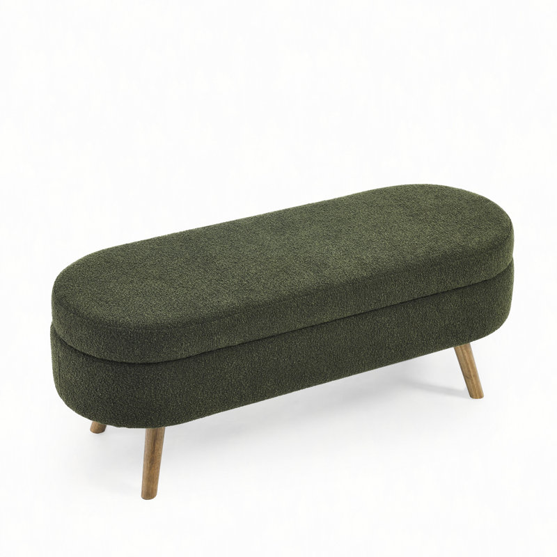Banc de rangement repose-pieds ovale, pieds en bois d'hévéa (43,5 po x 16 po x 16 po)