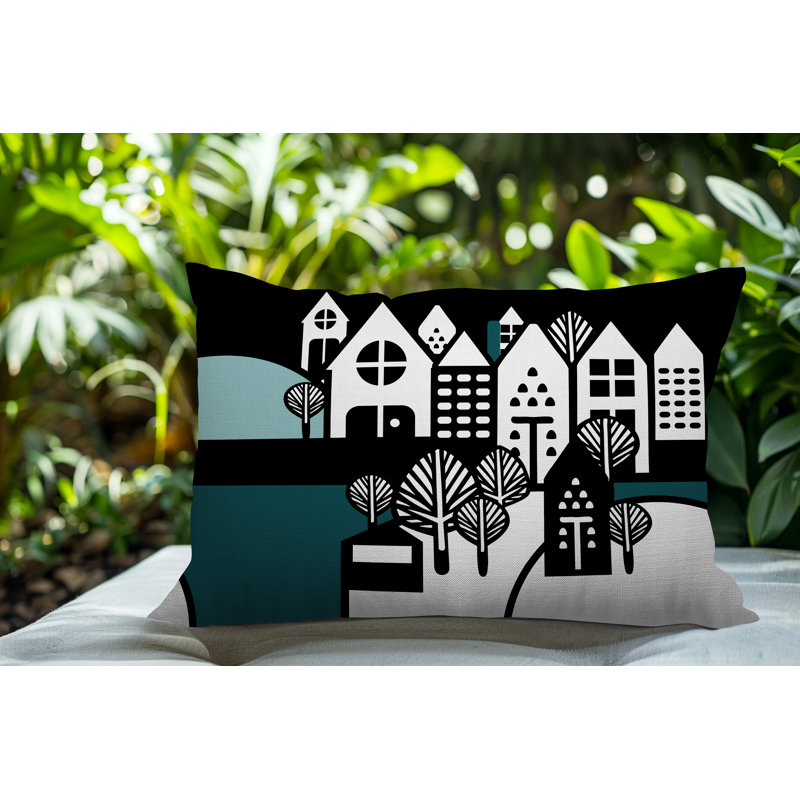 Oreiller rectangulaire réversible intérieur / extérieur Hansen, Rectangle H 18 po x l 25 po, Émeraude