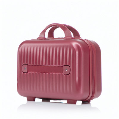 14"/20" 2 pcs/set in ABS Spinner Wheel Luggage, with Combination Lock and Front Opening Design, 14" Cosmetic Case (Red)