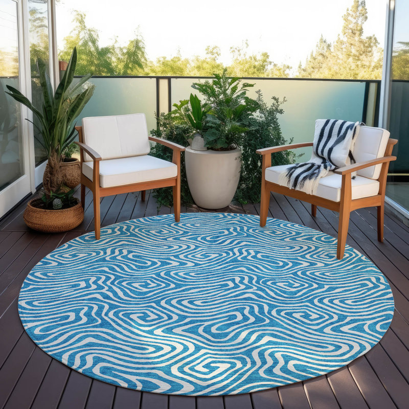  Machine Washable Indoor/Outdoor Chayden ACN1030 Rug, Round 8'