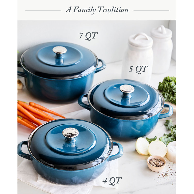 Aegean Teal Enameled Cast Iron Round Dutch Oven with Lid