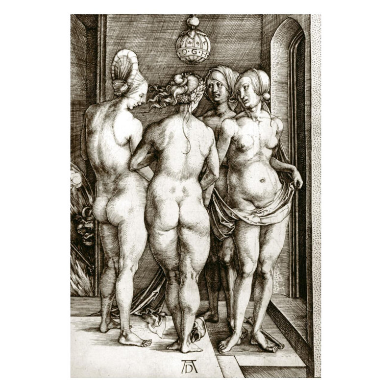 «The Witches» par Albrecht Dürer - Estampe numérique, H 28 po x l 22 po
