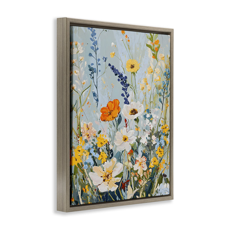 Cadre flottant à fleurs chaudes, design par Franklyn Gregory, Cadre flottant orme Montalcino, H 31 po x l 25 po