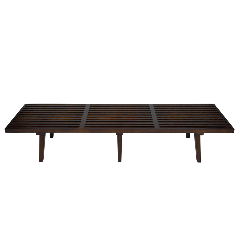 Keld 72" Rectangular Bench Wide Wooden Storage Bench with Slats Design Kitchen Platform Bench, Dark Walnut
