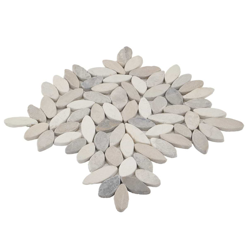 Nature 12x12 Flower Honed Carrara Marble Mosaic Tile, Lombok  Beige