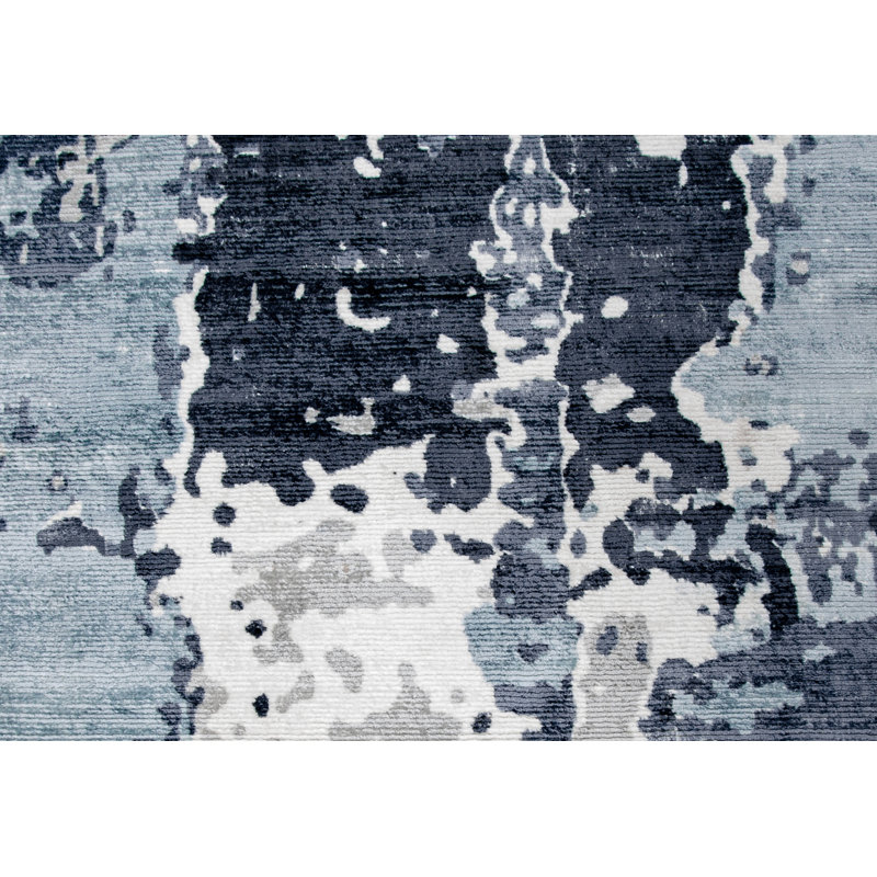 Abstract Area Rug in Blue, Rectangle 10' x 14'