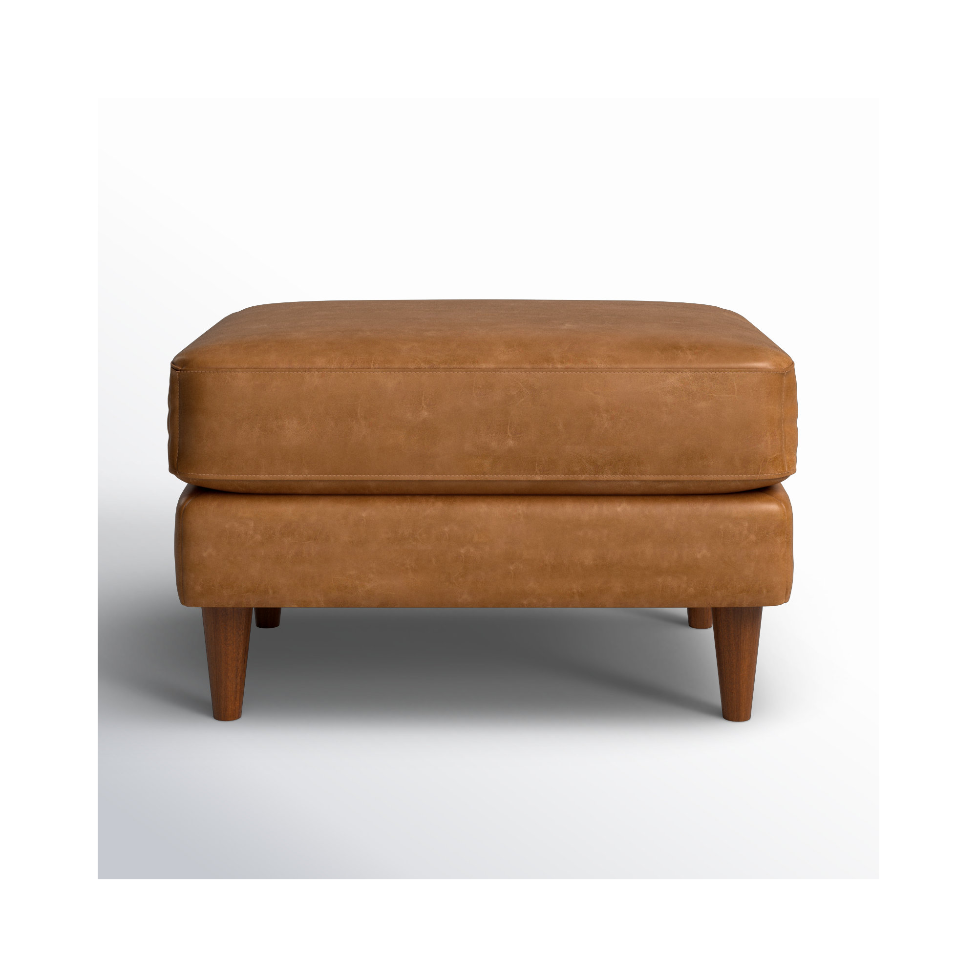 Clifford Genuine Leather Custom Ottoman, Bistro Saddle Genuine Leather
