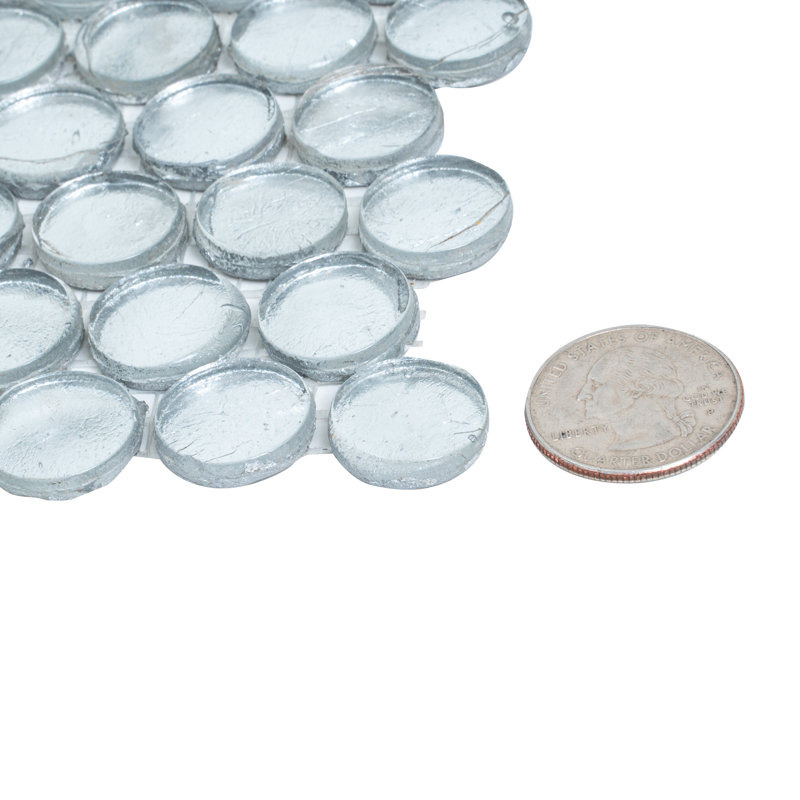0.8" x 0.8" Glass Penny Round Mosaic Wall & Floor Tile, Silver