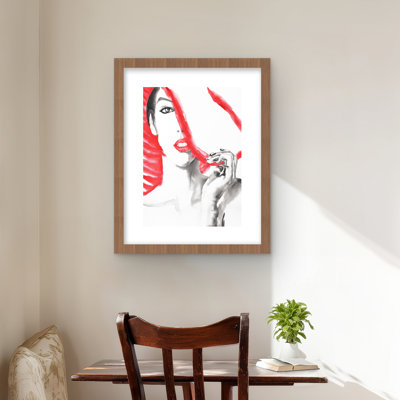 «Woman with Big Hat» - Reproduction matte encadrée pour la décoration intérieure