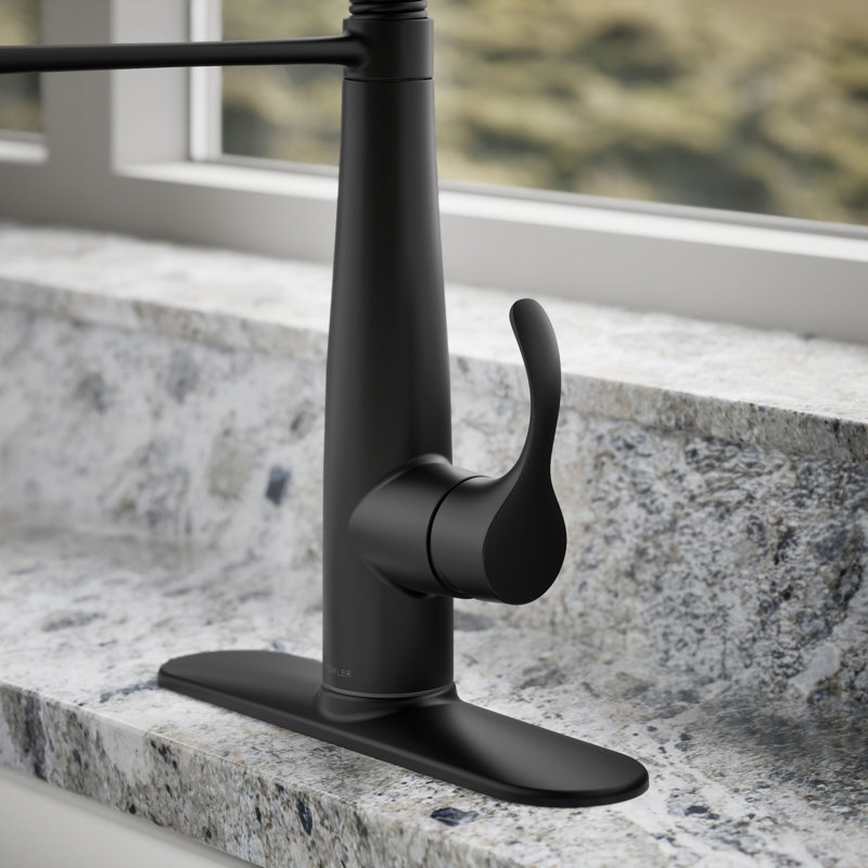 Kohler Simplice Single Handle Semi-Professional Pre-Rinse Kitchen Sink Faucet with Three-Function Pull Down Sprayer