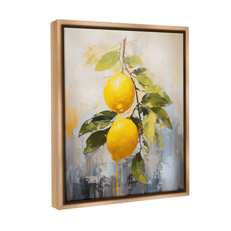 "Abstract Lemon Branch" par Ramona Murdock sur toile, Cadre flottant orme Montalcino, H 31 po x l 25 po