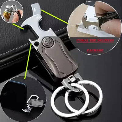 2-in-1 LED Spinning Top Keychain - 4 Function EDC Tool with Bottle Opener & Fidget Spinner for Men
