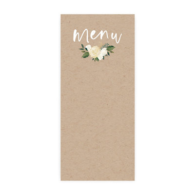 Carton de papier de mariage rustique brun kraft avec fleurs imprimables pour imprimante de bricolage, paquet de 52