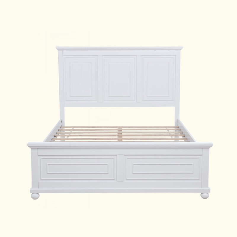 Lit de style traditionnel avec tête et pied de lit, lit en bois de pin avec cadre de lit renforcé