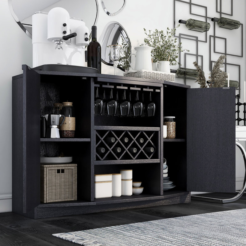 Bar avec rangement pour le vin Lipman, Noir