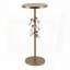 Table d'appoint ronde en fer avec accents floraux dorés et blancs - Base en ciment, 11,8 po x 11,8 po x 28,3 po