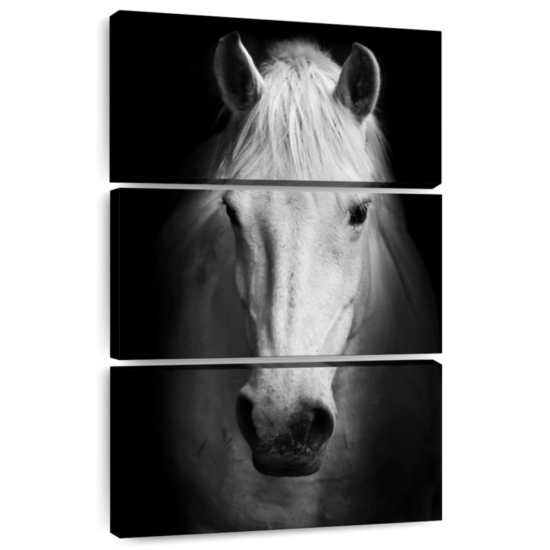 Cheval pur-sang blanc Brampt, H 38 po x l 24 po