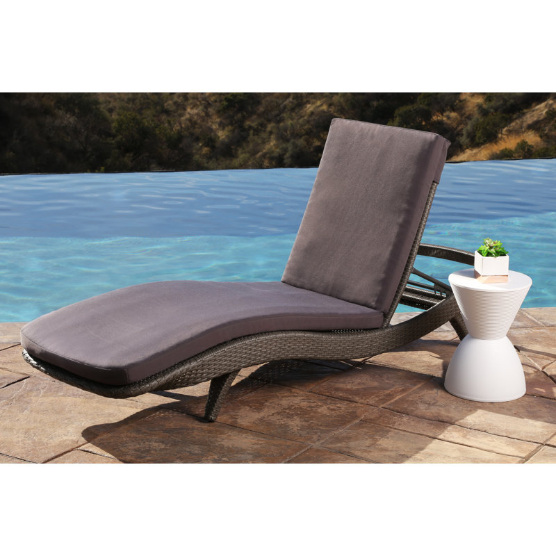 Cleghorn Outdoor Wicker Chaise Lounge , Sunbrella Cushion Included, Seal Gray