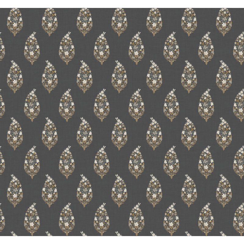 Papier peint motif cachemire, Noir