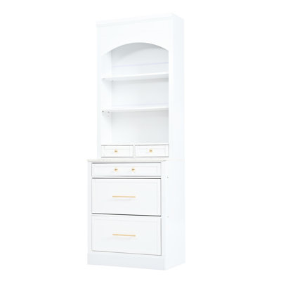 83.7inch High Kitchen Pantry With Adjustable Shelf - White Cabinet For Efficient Organization Faux Marble Modern Storage Tall Countertop And Drawers
