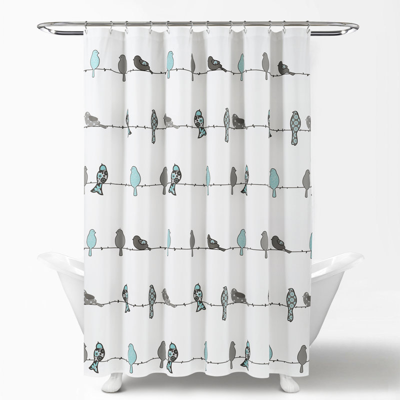 Recio Polyester Shower Curtain, Blue
