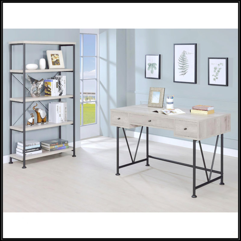 4-Shelf Bookcase, Gray/Black