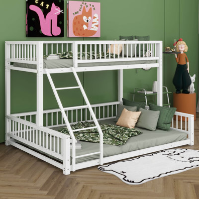 Lit simple superposé au-dessus de grand lit simple pour adultes, structure de lit superposé en métal robuste avec échelle, garde-corps élevé et lattes
