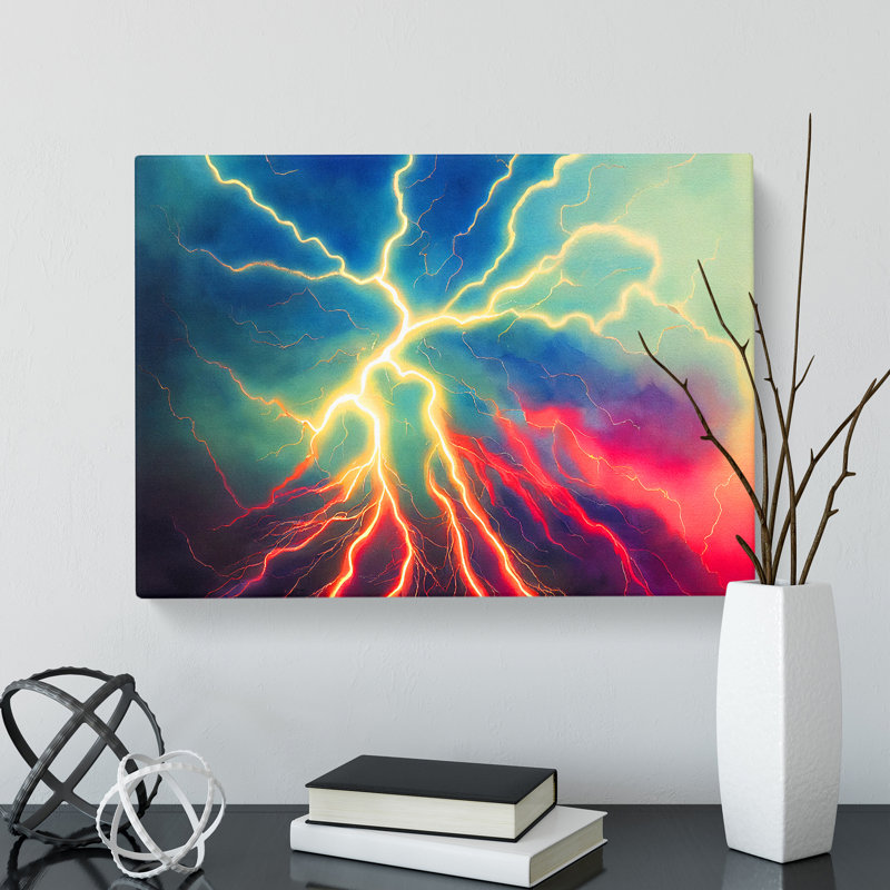 Effervescent Lightning Bolt - Wrapped Canvas, 35cm H x 50cm W x 3cm D