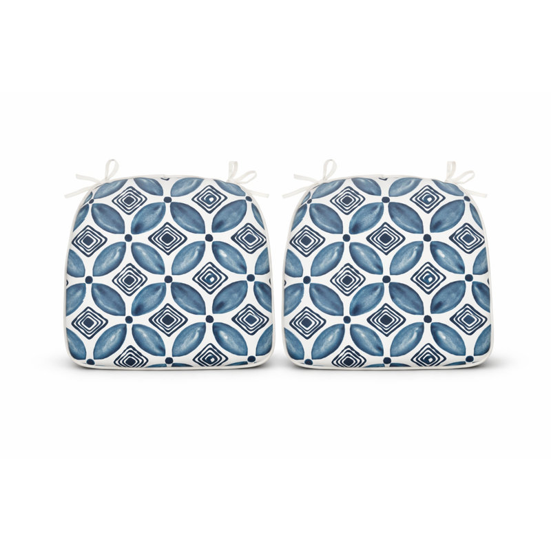 Outdoor Patio Chair Cushions, Polyester, Blue Floral