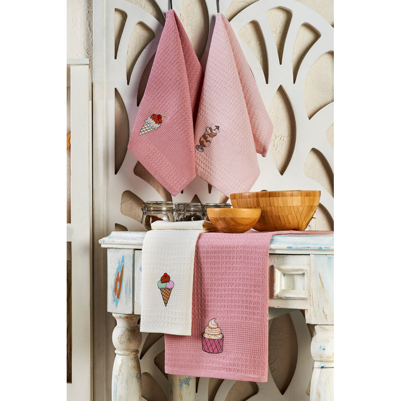 Premium Kitchen Towel Set (6 Pieces), 100% Cotton, 15.7 x 23.6 inches | Embroidered Design, Machine Washable at 86°F, Ironable | Soft, Absorbent, Perfect for Cooking & Dining | Durable & Stylish Home Essential