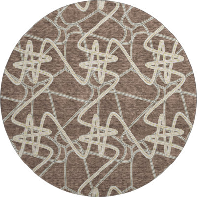 Premium Machine Washable Prisco Brown Rug