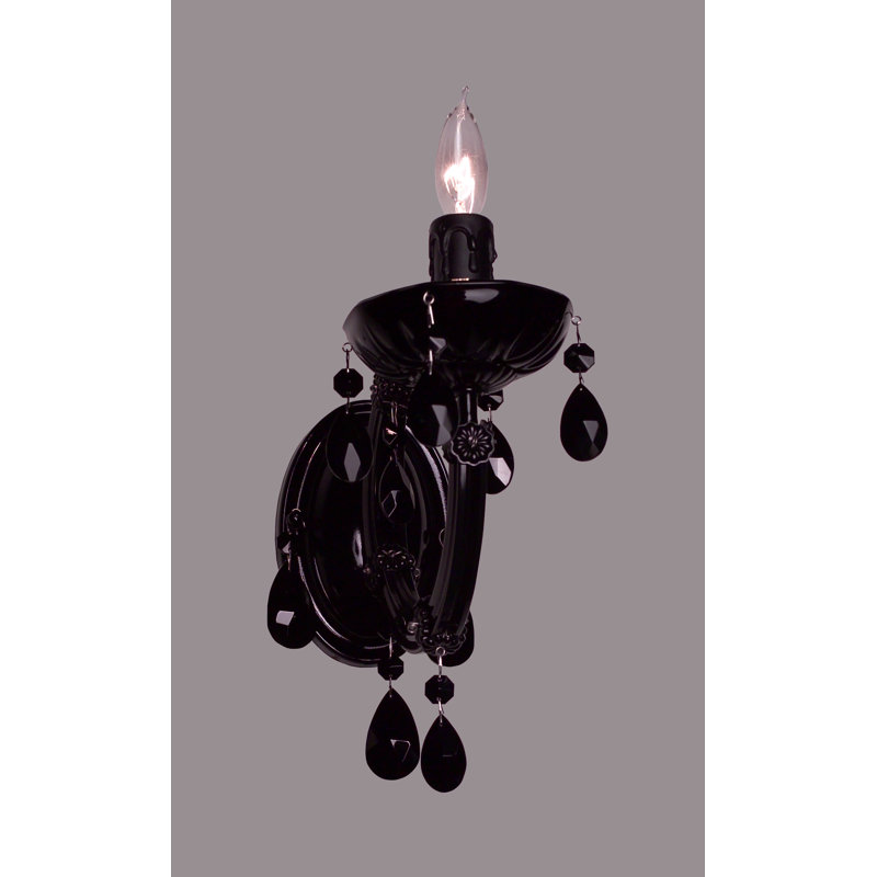Applique murale 1 lumière Gresham, Plaqué or, Noir crystalique