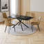 Ensemble de table de salle à manger rétractable en pierre frittée avec pieds croisés en acier au carbone noir (59 à 83 pouces, table + 4 chaises) pour une utilisation multi-scénario, noir-910417637-914508743-910417639