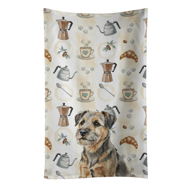 Serviette de cuisine Coffee Bar, Griuse et brun clair terrier