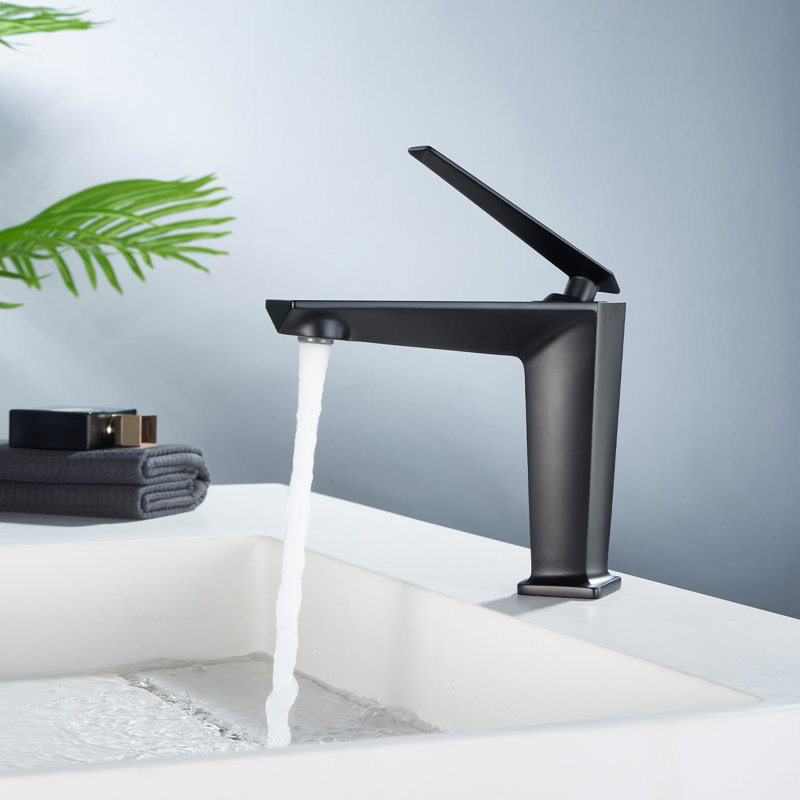 Robinet de salle de bain à poignée simple, Noir mat