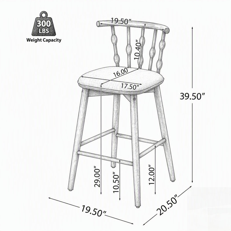 Tabouret de bar intérieur Doria en bois, revêtement, ensemble de 2, alliant design traditionnel et contemporain pour un confort élégant