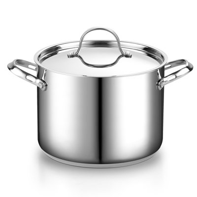 Batterie de cuisine classique en acier inoxydable 18/10 de 8 pintes avec couvercle en acier inoxydable Cooks