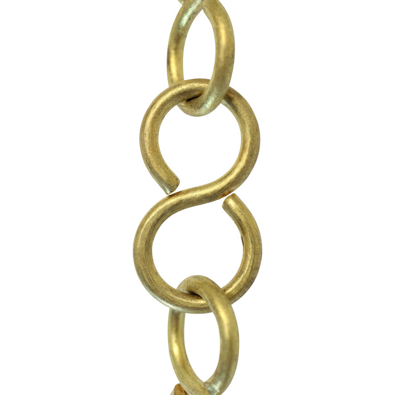 S-Shaped Un-Welded Link Solid Brass Chain or Chain Break, Acid Dipped, 12”H x 0.94”W x 0.16”D