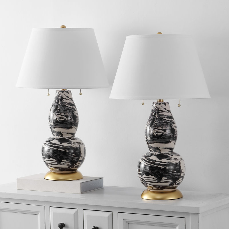 Ensemble de lampes de table 28 po Cassoday, Noir / Blanc