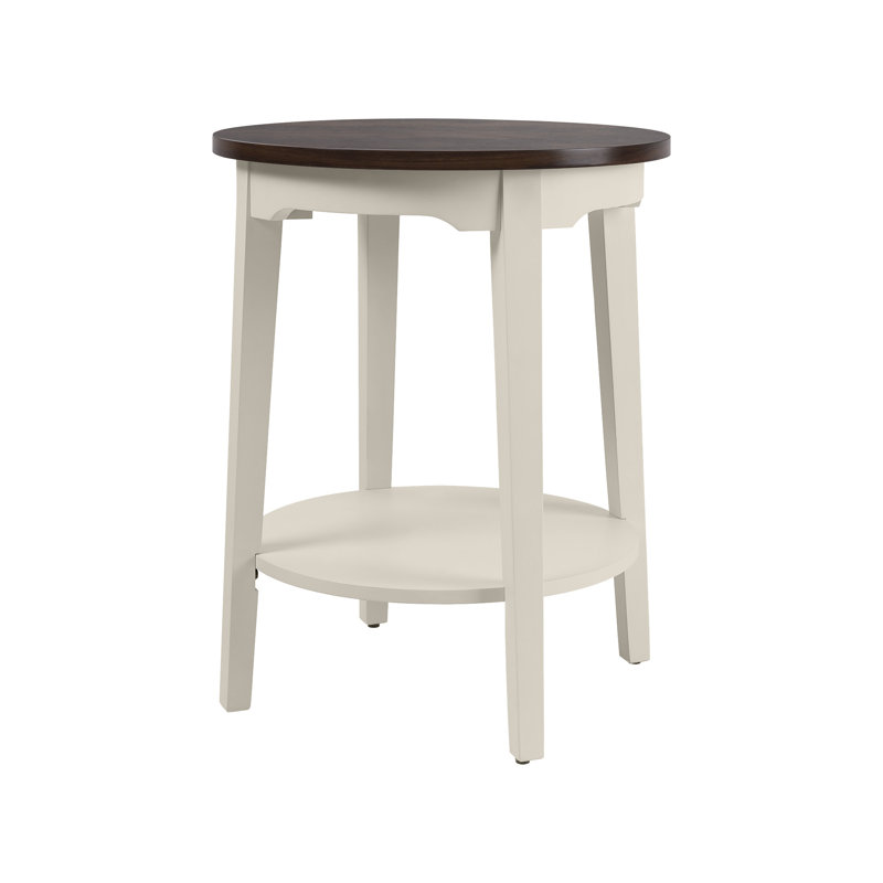 Ensemble de 3 tables de salon modernes en bois massif crème, brun foncé et brun foncé 