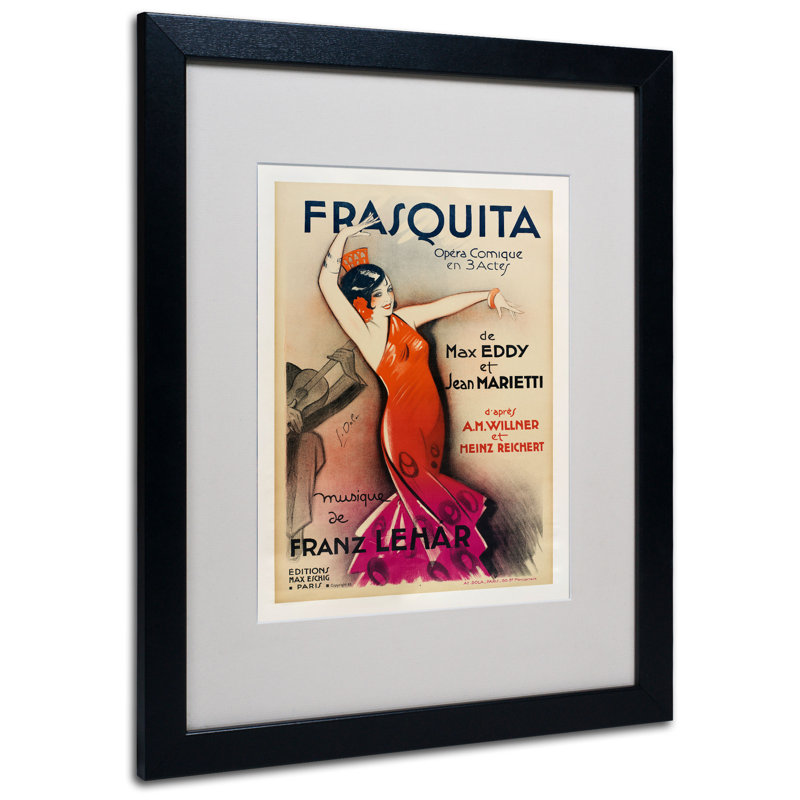 « frasquita », affiche rétro sur toile encadrée, H 20 po x l 16 po x P 0,5 po, Noir