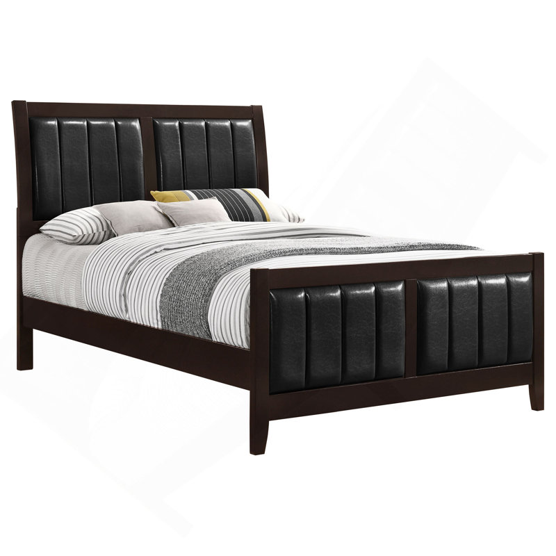 Cappuccino And Black Upholstered Eastern Panel Bed