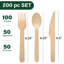 Ensemble d'ustensiles compostables Lotfancy 200 pièces, ensemble de couverts jetables en bois, 100 fourchettes, 50 cuillères, 50 couteaux